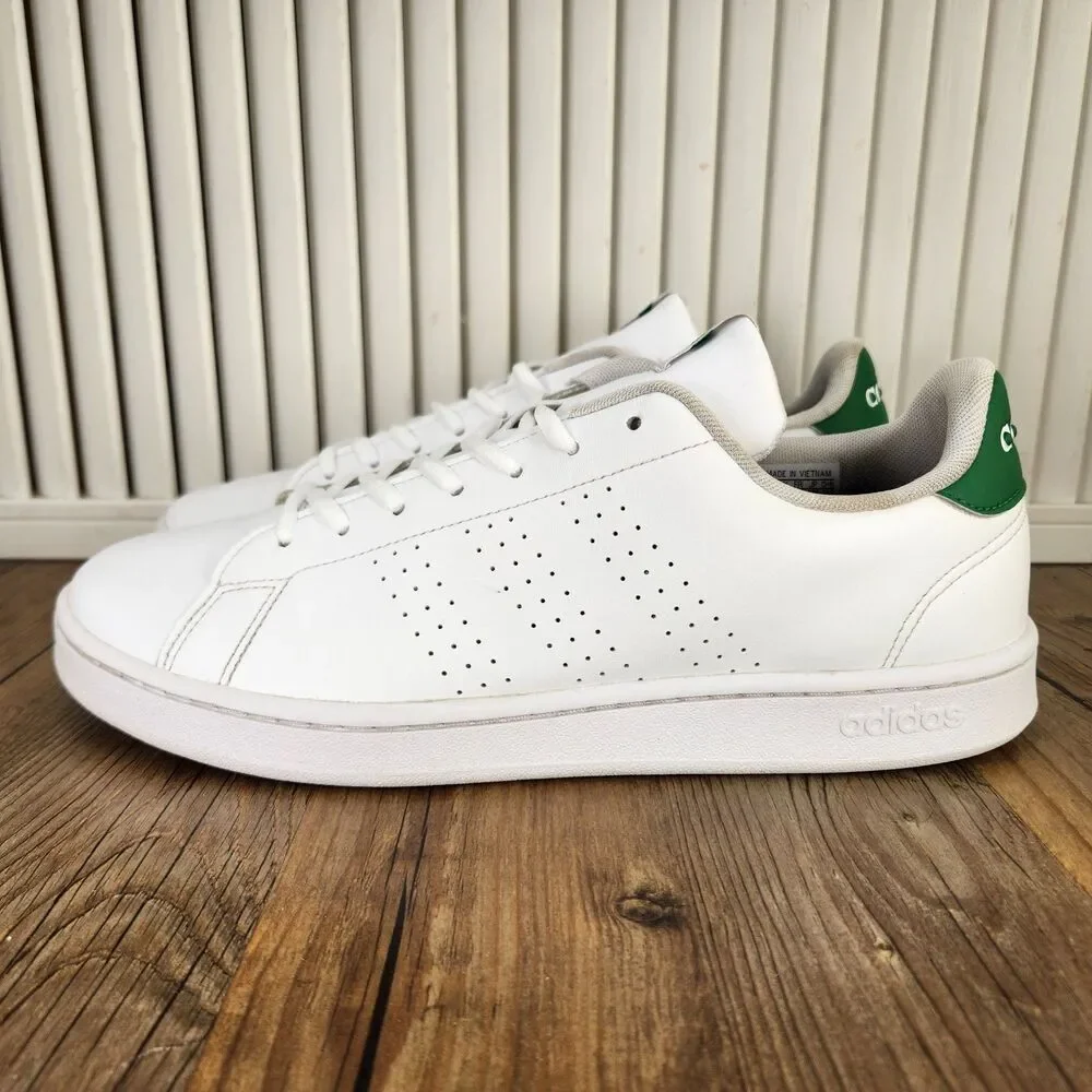 Adidas Advantage Sportswear Mens Sz 9.5 White Green Leather Tennis Shoes GZ5300